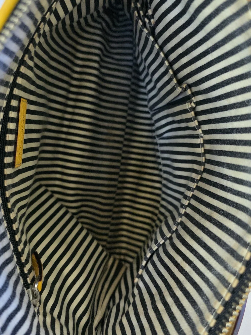 Kate Spade New York Black Canvas Yellow Leather Trim Messenger Crossbody.